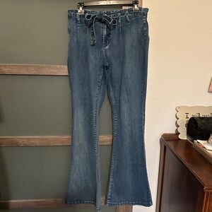 Ladies Bootcut Jeans w/Tie Waist Closure- Size L
